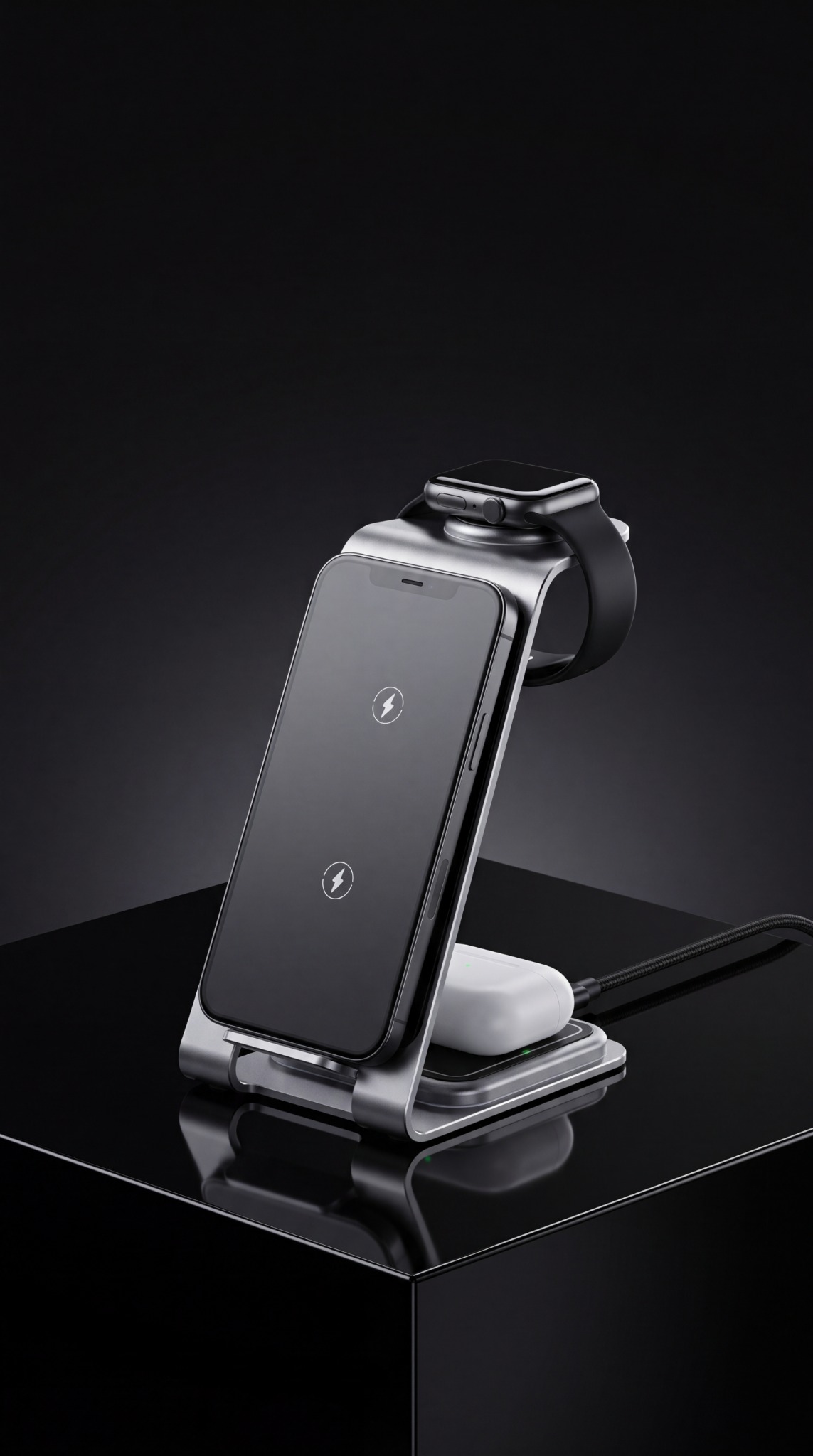 Charging phone, earbuds and watch together